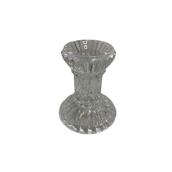 Vintage Cut Glass Crystal Candle Holder Elegant Faceted Pressed Glass Decor - Picture 3 of 6